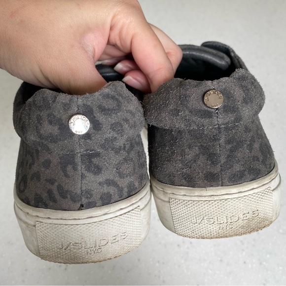 J/SLIDES Gray Leopard Print Heidi Slip On Platform Sneakers - Picture 7 of 9